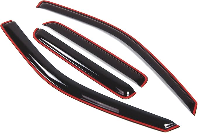 WD2-035i Dark Smoke 4 Pcs Set Window Visor (in-Channel) Deflector Rain Guard Compatible with 2004-2012 GMC Canyon Crew Cab