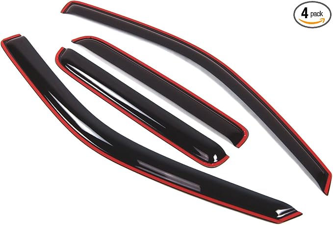 Outside Mount Window Vent Visors Rain Guards Compatible with Chevy Colorado Crew 2004-2012 | Side Window Wind Deflectors Rain Shields | Black Tinted, 4 Pcs Set, BGWV-035i-2