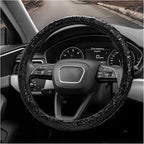 Sun Walker Leather Car Steering Wheel Cover, 15" Anti-Slip Crocodile Pattern Wheel Protector with Rose Grain, Comfortable Grip Steering Wheel Protector Universal for Cars SUVs Trucks (Black)
