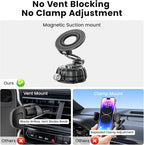 Strong Suction Cup Magnetic Car Phone Holder for iPhone & Android Phones, Shock-Resistant Phone Mount for Dashboard Windshield, 360° Rotation, Heavy-Duty, Foldable, Hands-Free, Ideal for Navigation