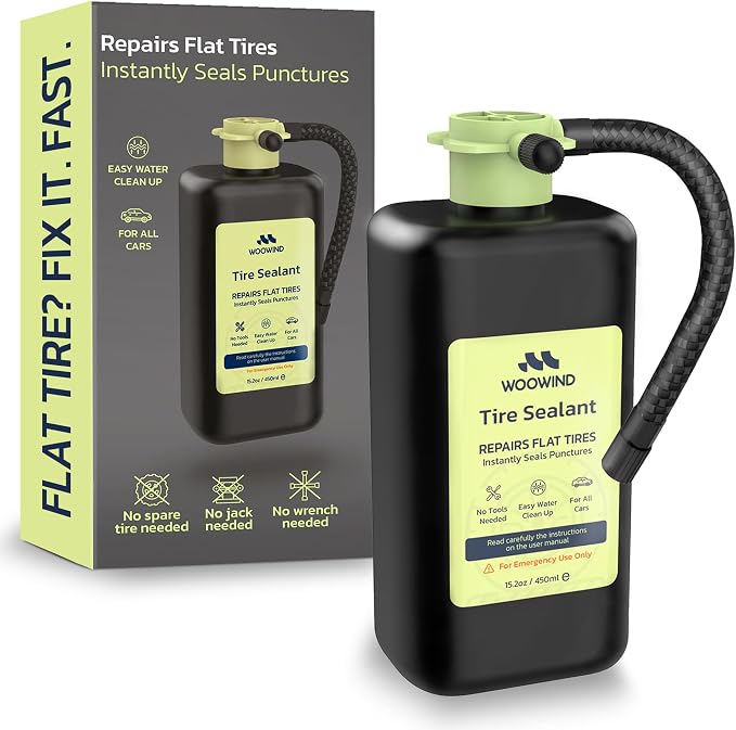 Tire Sealant Instant Flat Tire Repair Kit (15.22oz) – Seals Punctures Up to 0.236 Inch for Cars, Trucks & SUVs – TPMS Safe, All-Weather, Works with Most Inflators, Drive 125mi