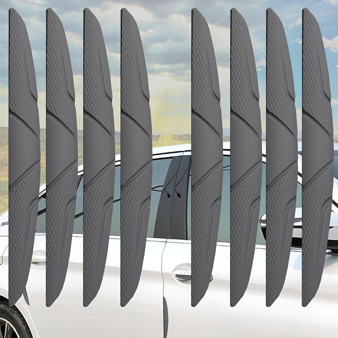 Car Door Edge Guards - Anti-Scratch Rubber Bumper Protectors - 8-Pack for All Vehicles(Sedan, Truck, SUV) - Easy to Install with Strong Adhesive (Gray)
