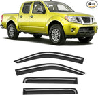 Extra-Thick Window Rain Guard for 2005-2021 Nissan Frontier Crew Cab Rain Guards Tape-on Side Truck Window Visors Low Profile Vent Visor Window Deflectors Vent Shades Car Accessories