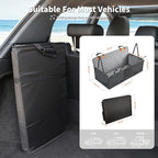 Dog Car Seat Cover 400LBS Hard Bottom Back Seat Extender for Dogs | Waterproof Polyester, Anti-Slip Surface, 3 Removable Hard Plates, Side Storage Pockets, 4-Mode Convertible