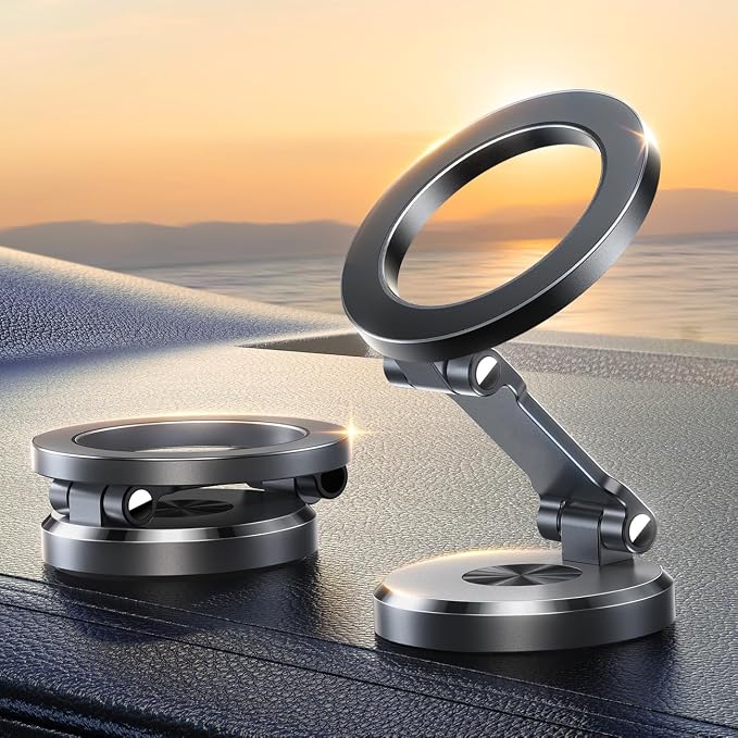 Fits iPhone 16/16 Pro Max MagSafe Car Mount, [All Metal & 360° Adjustment] Magnetic Phone Holder for Car with N55 Strong Magnets, Car Mount for iPhone 16 15 14 13 12 & MagSafe Case, Space Gray