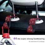 4 PCS Car Seat Headrest Hooks, Bling Crystal Rhinestone Back Seat Hanger Storage Organizer, Sparkly Seatback Holder Hooks for Purse and Bags Universal For Most Vehicles (Red)