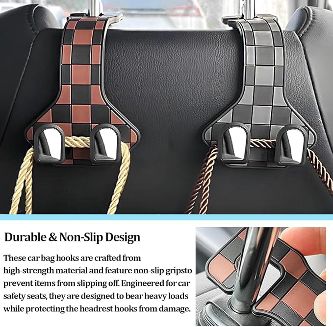 HZEL Car Seat Headrest Hooks, 2PCS Sport Vehicle Seat Back Headrest Hanger Organizer for Handbag Purse Coat, Multifunctional Auto Interior Storage Hook, Universal for SUV RV Truck (Gray)