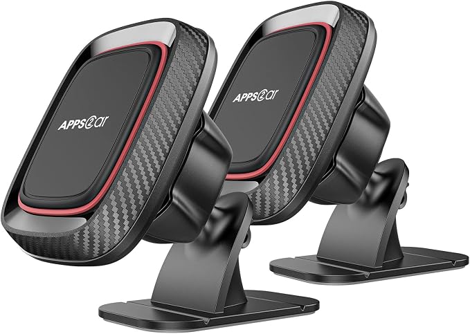 [2 Pack] Magnetic Phone Holder for Car, Dashboard Magnetic Car Phone Holder Mount with Strong VHB Adhesive Mounting, Requires Metal Plate for Use, Compatible with Most Phones(Not for Magsafe)