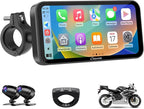 Carpuride W603D Motorcycle GPS Carplay Screen, Wireless CarPlay & Android Auto for Moto, with HD 1080P Dual Cameras, Remote Control，6.3" Waterproof Touchscreen, BT Aduio, Loop