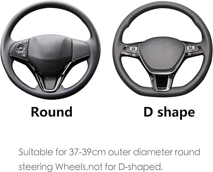 Gray Leather Steering Wheel Cover Universal 15 inch