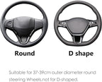 Buff Leather Steering Wheel Cover Universal 15 inch