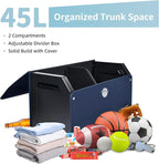 Car Trunk Organizer, Car Trunk Leather Storage Box with Lid and Push-pull Handle Car Trunk Storage Organizer for Car (Blue, 20.47 x 11.42 x 12.2in)
