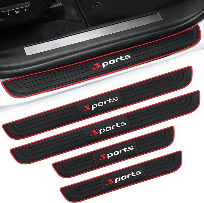 Car Door Threshold Protection, 4PCS Door Edge Step Dust Shield Cover, Door Width 23.6x2.36inch Car/SUV Universal Rubber Scratch Resistant Exterior Accessories (Sport)