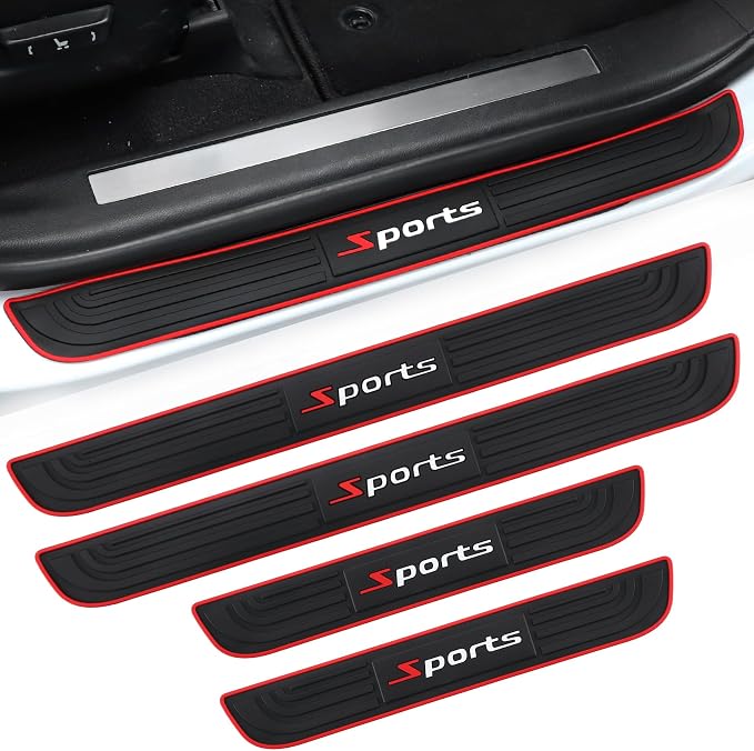 Car Door Threshold Protection, 4PCS Door Edge Step Dust Shield Cover, Door Width 19.8x1.57inch Car/SUV Universal Rubber Scratch Resistant Exterior Accessories (Sport)