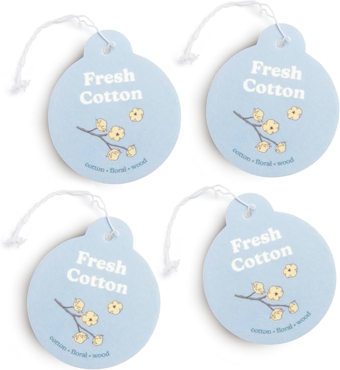 Fresh Cotton Car Charms 4-Pack - Scent Notes: Cotton, Floral and Wood