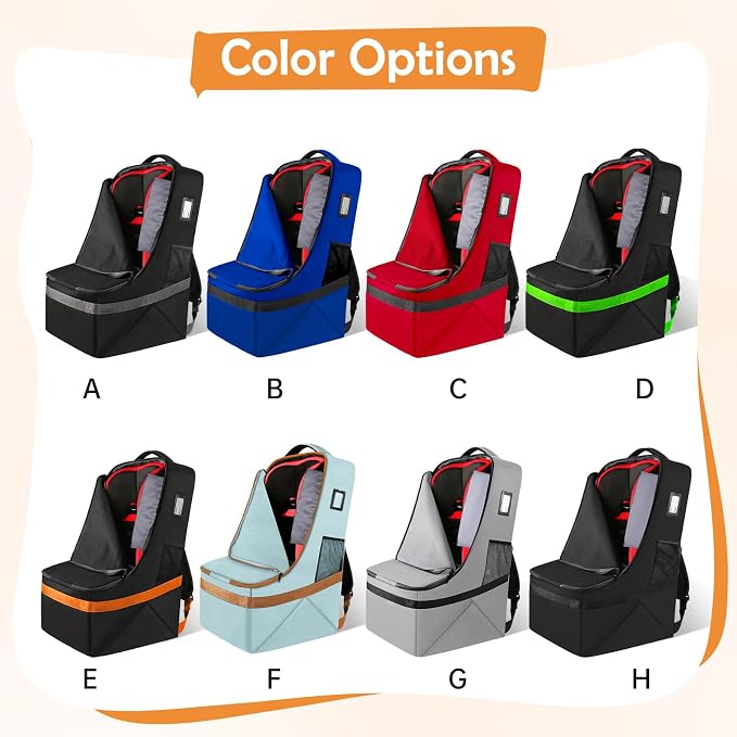 Car Seat Travel Bag, Padded Car Seats Backpack for Air Travel, Heavy Duty Gate Check Carseat Travel Bag for Airplane, Airport Gate Check Bag (Orange)