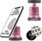 MobNetic Maxx - USA Assembled Magnetic Phone Holder for Car, Magnetic Car Phone Mount, 90-Degree Tilt, 360-Degree Rotation, Aluminum Metal, Compatible with iPhone & Android - Pink