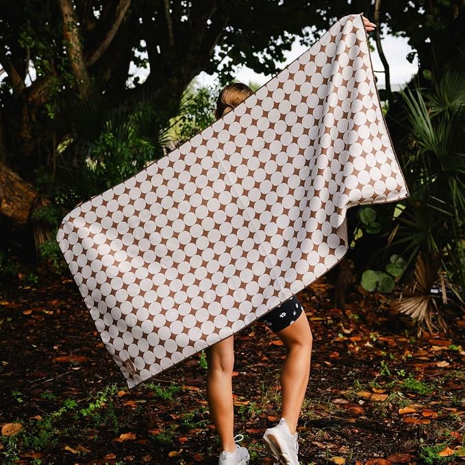 Athletic Running Towel, Full-Sized, Car Seat Cover - Performance Microfiber (Kaleidoscope Cream w/Snaps)