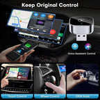 2-in-1 Wireless CarPlay & Android Auto Adapter, Plug & Play CarPlay Dongle Converts Wired to Wireless, Fast Auto-Connect, No Delay, Compact Design for iPhone & Android with USB/USB-C Port(Black)