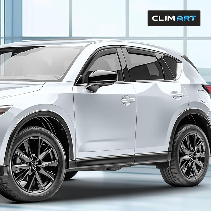 in-Channel Incredibly Durable Rain Guards for Mazda CX-5 2017-2025, Original Window Deflectors, Vent Deflector, Vent Window Visors, Dark Smoke Car Accessories, 4 pcs. - 620475