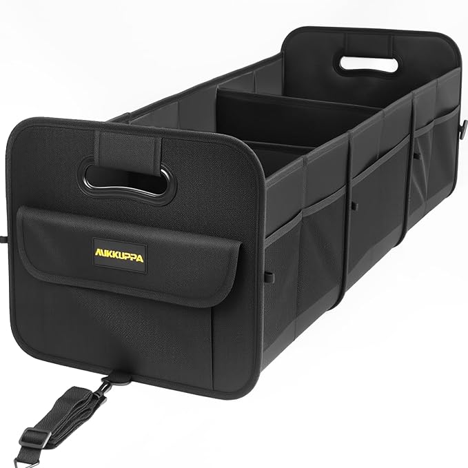 Car Trunk Organizer - 105L Collapsible Large Trunk Organizer with Reinforced Handles for Groceries, Trunk Storage Organizers for SUV Auto Truck Van with Non Slip Bottom (Black)