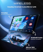 Android Car Radio for Nissan Altima 2008-2012 with Wireless CarPlay Android Auto, 4G+128G 9 Inch Touchscreen Car Stereo Mirror Link GPS Navigation WiFi Bluetooth FM RDS EQ SWC Backup Camera