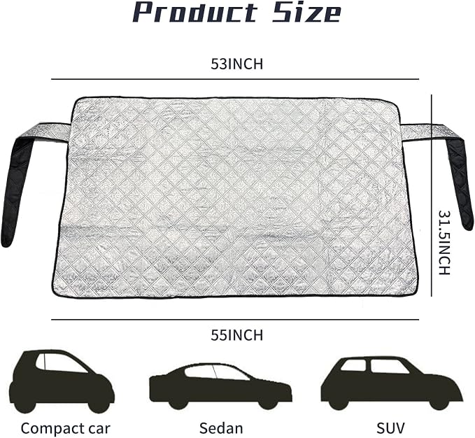 Pack-1 Rear Windshield Snow Cover, Back Window Frost Cover Offers Complete Protection from Snow, Ice and Other Winter Debris, Fits for Most SUVs/Vans (Silver#XD006/55"*31.5")