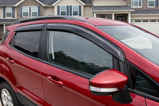 2018-2022 Tinted Tape-On Rain Guards for Ford EcoSport Side Window Visor Deflectors S Se Titanium Durable Tinted Shades 2019 2020 2021
