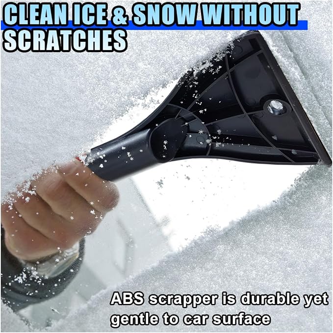 26.4" Ice Scraper and Snow Brush for Car Windshield, 2 in 1 Winter Detachable Window Deicer with Foam Grip, Snow and Ice Removal Tool Accessories for Car, SUV, Truck (Red)