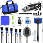 Car Cleaning Kit, Car Vacuum Interior Detailing Cleaner Kit with High Power Handheld Vacuum, Brush Set, Windshield Tool, Duster, Towels, Complete Car Care Tools for Women (Blue)