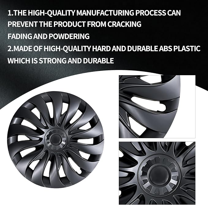 Wheel Cover for Tesla Model 3 Highland (2023-2025) Hubcaps 18 inch Hubcaps 4PCS Rim Covers Full Rims Matte Black Hub Cap ABS Replacement Model 3 Accessories