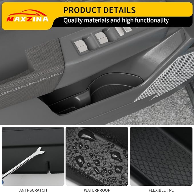 Door Side Storage Tray Compatible with 2023-2025 2026 Honda CRV (Not for Hybrid) Side Door Storage Box Organizer Car Side Phone Pocket TPE Front & Rear 4PCS for 2024 CR-V Accessories