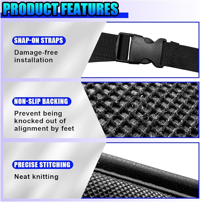 Car Kick Mats Back Seat Protector, Multifunctional Leather Car Rear Seat Hanging Storage Bag, Easy-to-Clean Auto Interior Backseat Organizer Accessory for SUVs, Trucks, Cars (Black)