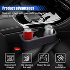 Car Cup Holder, PU Leather Cover Auto Front Seat Organizer, Black | Multifunctional Cup Drink Holder, Gap Filler Coin Bucket Storage Box, Console Side Pocket, Cell Mobile Phone Holder