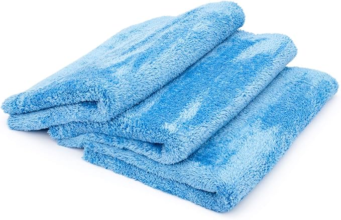 Eagle Edgeless 500 (3-Pack) Professional Korean 70/30 Blend Super Plush Microfiber Detailing Towels, 500GSM, 16in x 24in, Blue