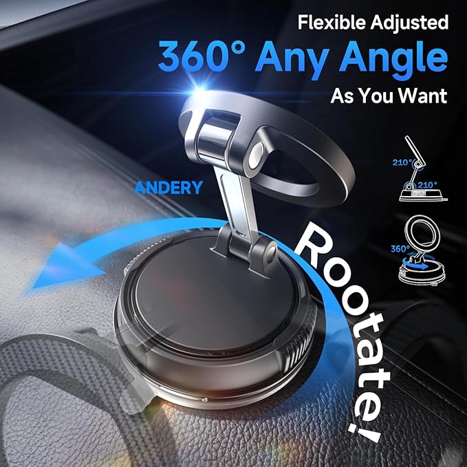 Car Phone Holder for Magsafe [78+LBS Strongest Suction & 2400gf Magnetic] 360° Adjustable Car Phone Mount, Phone Holders for Your Car for iPhone 17-12 Pro Max Plus Air, Carbon Fiber