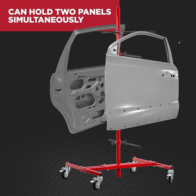 Auto Panel Tree Paint Stand Holder with Adjustable Center Post - Hook Levers Securely Hang Automotive Panels, Doors, Fenders, Bumpers, Car Parts - Auto Body Shop Painting, Save Time & Labor
