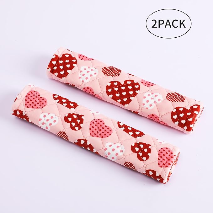 Soft Auto Seat Belt Cover Seatbelt Shoulder Pad Cushions 2 PCS for a More Comfortable Driving Universal Fit for All Cars and Backpack Cute Pink Heart