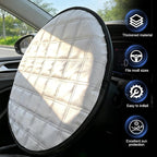 Car Steering Wheel Cover Sun Shade, 16.93" Thickened Aluminum Film Steering Wheel Protector, Slip-on Installation, Universal for Car SUV Truck Van (Silver)