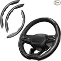 3 Piece Carbon Fiber Steering Wheel Cover, Car Steering Wheel Cover for Men/Women, Anti-Slip, Comfortable Grip, Durable, Universal for 99% Car Interior Accessories (Black)