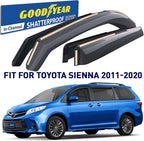 Goodyear Shatterproof in-Channel Window Deflectors for Toyota Sienna 2011-2020, Rain Guards, Window Visors for Cars, Vent Deflector, Car Accessories, 4 pcs - GY007926