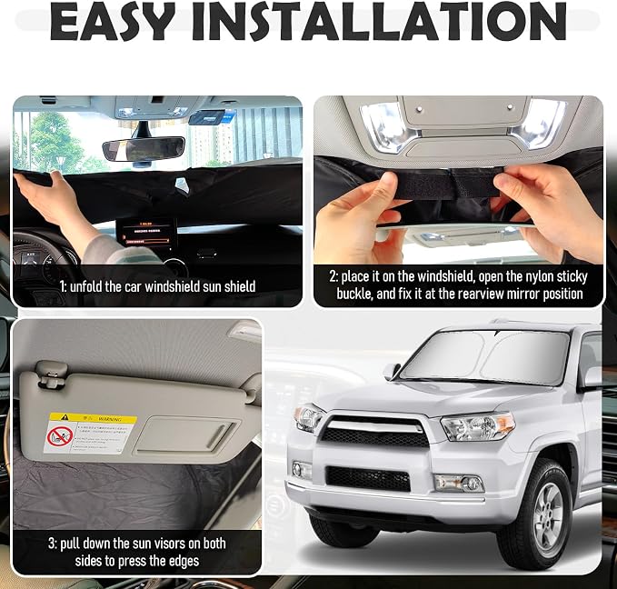 Car Windshield Sun Shade Foldable Compatible with Toyota 2016-2026 Tacoma,2026 New Sun Shade for Car Windshield,57.5×26.4 Inch Windshields Cover Suns Shades Cars Accessories