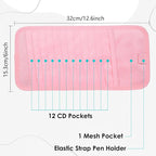 Trinkrittey CD Holder for Car Visor, Vehicle Sun Visor Organizer Large Capacity with 12 DVD Storage Sleeves 1 Mesh Pocket 1 Pen Holder and Elastic Strap
