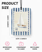 Navy Blue Beach Car Air Freshener 4 Pcs Coconut Scented, Coastal Seashell Seastar Oyster Car Accessories Mirror Decor for Women, Nautical Hanging Air Freshener for Cars Closet Drawer Books