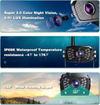 Nuoenx Wireless Backup Camera, 7 Inch Monitor Rear View Camera System for RV, Trailers, Trucks, 5th Wheels, Support 2 Cameras, IP69 Waterproof 18 LED IR Night Vision 152° View Camera, DIY Guide Lines