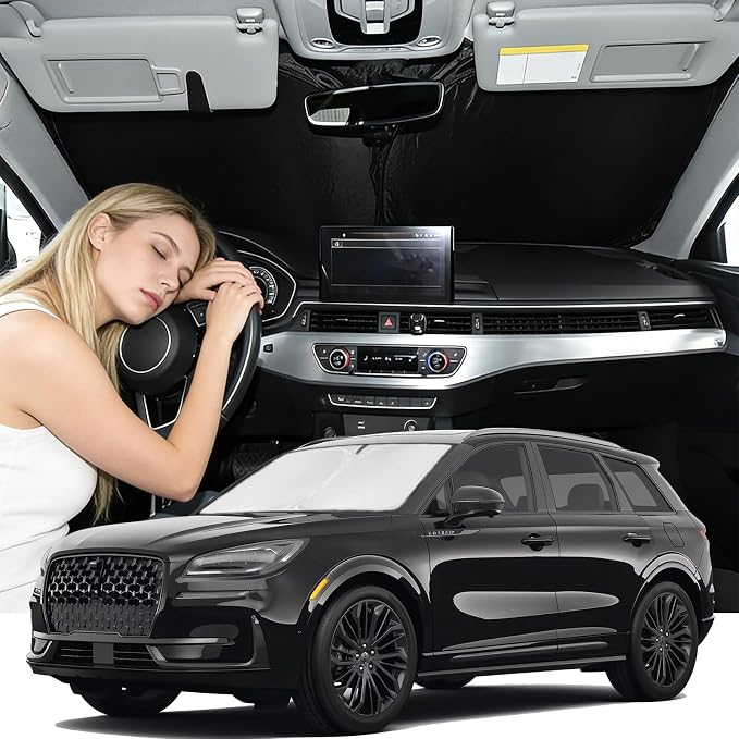 Windshield Sunshade for Lincoln Corsair 2020-2026 Sun Shade Car Windshield Accessories Upgrade 4 Layers Blocks UV Rays Custom Fit Corsair 240T Car Window Shades Front Windshield Keep Cool Foldable