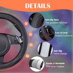 Colour Piping Leather Universal Fit Steering Wheel Cover,Perfectly fit for 14.5-15 inches for Various Vehicles Suvs,Vans,Trucks,Sedans,Cars(Black Multicolor)