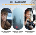 Car Heater, 2-in-1 Car Defroster with 360° Rotation for Instant Windshield Defogging Demisting, Fast Heating & Cooling Fan for All 12V Vehicles, Trucks, RV