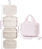 Hanging Toiletry Bag for Women Travel Makeup Bag Organizer Toiletries Bag for Travel Size Essentials Accessories Cosmetics (Pink Flower Buds (Medium))