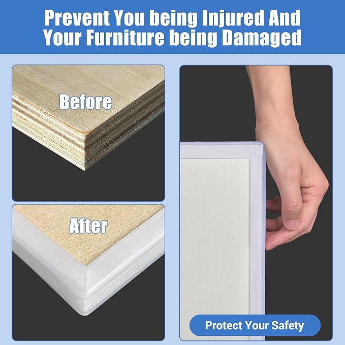 Clear Rubber Edge Trim, Self-Adhesive White Color Rubber Edge Trim, Big Size Edge Protector for Plywood, Glasses or Flexi-Glass, Silicone Rubber Material, Fit 1/2"(12mm), Deep U Channel Edge Guard